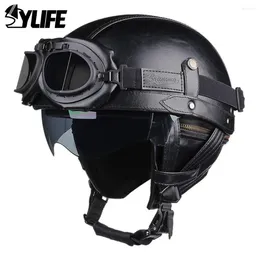Motorcycle Helmets Helmet Vintage Capacete De Moto Scooter Half Face Windshield Visors Detachable Insert Liner DOT Certification