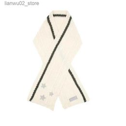 Scarves Taylor Scarf Knitted Winter Warmth Korean Five pointed Star Embroidered Print Casual Folk Open Front Wool Scarf Q240228