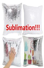 Sublimation Blank 40x40cm Pillows Reversible Sequin Magic Pillow Case Swipe Cushion Cover Pillowcase DD1684396