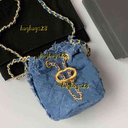 Cosmetic Bags Cases Shoulder BagsShopping 2024 Mini Crossbody Bucket Black Denim Classic Quilted Letter Print Embroidery Gold Metal Adjustable Chain Shoulder Bag