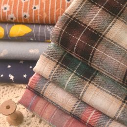 Fabric 145cm Wide Flannel Twosided Sanded Yarndyed Plaid Pure Cotton Fabric Autumn Winter Shirt Skirt Bedding Clothing Sewing Fabric