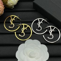 Designer Women's Earrings Large Circle Letter Earring Fashion Shiny jewelry Party Charm 2 Colors