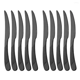 Knives 10Pcs Stainless Steel Dinner Set Sharp Steak Knife Fruit Western Black Restaurant Table Dinnerware