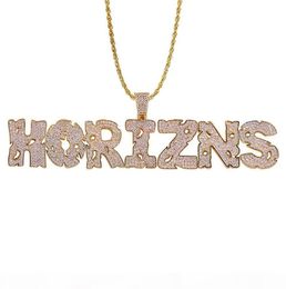 Gold Silver Colors Bling CZ Custom Name Letter Pendant Necklace Men039s Women Rock Street Necklace with Rope Chain6634139