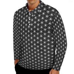 Men's Polos Sacred Geometry Casual Polo Shirt Flower Of Life T-Shirts Long Sleeve Graphic Autumn Stylish Oversized Tops Gift