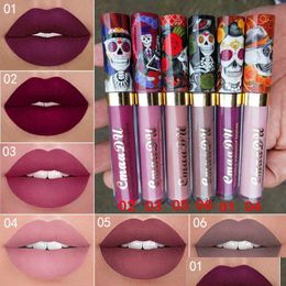 Lip Gloss Cmaadu Skl Pattern Matte Lip Gloss Long Lasting Waterproof Lipgloss Fashion Long-Wear Veet Lips Makeup Products Drop Deliver Dhtrb