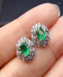 Stud Earrings Sterling Silver Real Natural Emerald Classic Fine Jewellery Women Wedding Gift 4 6mm9902317