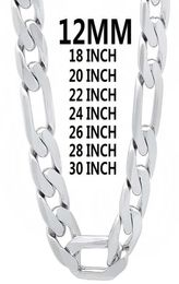 Chains Solid 925 Sterling Silver Necklace For Men Classic 12MM Cuban Chain 1830 Inches Charm High Quality Fashion Jewellery Wedding6854284