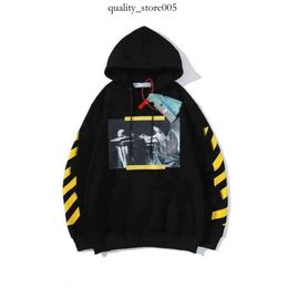 Sweatshirts Off Style Fashion Sweater Painted Arrow Crow Stripe Hoodie And Women's T-Shirts Offs White Black 003 564