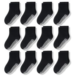 Socks 12 Pairs/Lot Non Slip Toddler Socks with Grip for Boys Girls Baby Infants Kids Anti Skid Cotton Crew Socks 17Years
