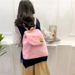 School Bags Y2K Fluffy Backpacks For Women 2024 Winter Shoulders Bag Fur Knapsack Soft Packbag Furry Rucksack Student Mochila Plush Book