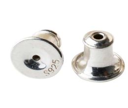 Solid 925 Sterling Silver Earnut Silicon Friction Earring Back Stoppers Bullet Insert to Pearl Beads 1pair3067932