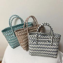 Storage Bags Hand-woven Basket Portable Vegetable Household Korean Woven Bag Women's Beach Shopping