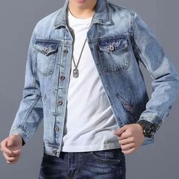 Denim Jackets Man Autumn Jeans Coat for Men Button Loose Designer on Board Washed Korea in Lowest Price G Big Size L S 240228