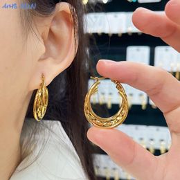 Hoop Earrings SUNSLL Gold Plated Circle Twist Three Layers Stainless Steel Women Girls Classic Wedding Party Jewellery Gifts