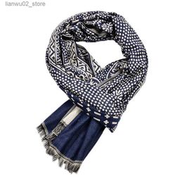 Scarves Bohe Style Paisley Mens Scarf Cotton Linen Ethnic Mens Scarf Mens Winter Pashmina Edge Long Shawl Stole Bufanda Q240228