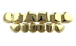 hip hop smooth Hollow grillz real gold plated golden silver dental grills Tiger tooth jewelry Multiple specifications4734546