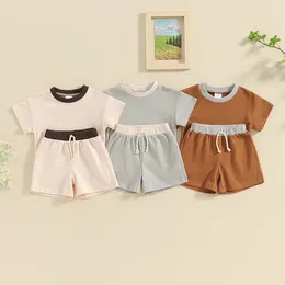 Clothing Sets 0-3Y Toddler Baby Boys Girls Summer Clothes Set Contrast Color Short Sleeve Crew Neck T-shirt And Elastic Casual Shorts