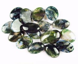 8Pcs 25x18mm 100 Natural Moss Agate Oval Cab Cabochon 368g03819690