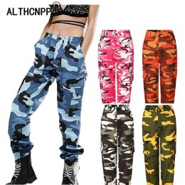 Capris 2021 Streetwear Camouflage Pants Hip Hop Cargo Pants Women High Waist Sweatpants Boyfriend Trousers Camo Pants Pantalon Femme