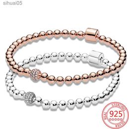 Pulseiras novo popular 925 prata esterlina pulseira rosa barril coelho pulseira clássica moda feminina 240228