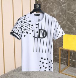 DSQ PHANTOM TURTLE Mens Designer T shirt Italian Milan Fashion Polka Dot with Striped Print Tshirt Summer Black White Tshirt Hip9285817