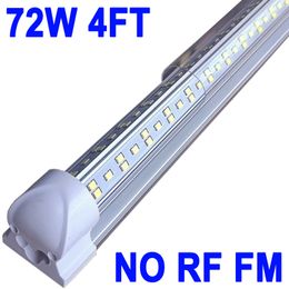 4Ft LED Shop Light Fixture - 72W T8 Integrated LED Tube Light - 6500K 72000LM NO-RF RM V-Shape Linkable - High Output - Clear Cover - Plug and Play - 270 Degree Garage crestech
