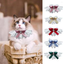 Dog Collars Pet Collar Rhinestone Decor Cat Bib Kitten Puppy Bowknot Floral Lace
