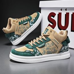 2023 Fashion Printing Skate Shoes Men Platform Skateboard Man High Top Male Sneakers Designer Mens Basket Homme 240219