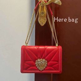 luxury Evening Shoulder Bags Red wallet Women designer Genuine Leather handbags Chain Purses Heart Fashion Clutch Cowhide Envelope Card Holder