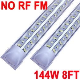 LED Shop Light NO-RF RM, 8FT 144W 6500K Cold White, 8 Foot T8 Integrated LED Tube Lights, Plug in Warehouse Garage Lighting, V Shape, High Output, Linkables Barn crestech