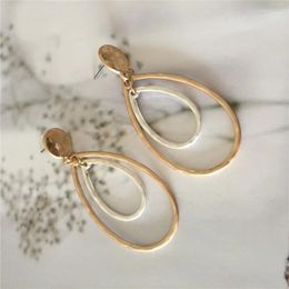 Dangle Earrings Casual Warm Gold And Silver Colour Plating Tear Drop Shape For Women Girl Daily Accessaries