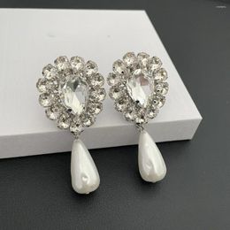 Dangle Earrings Fashion Famous Designer Brand Crystal Pearl Ear Clip Women Top Quality Luxury Jewellery Trend