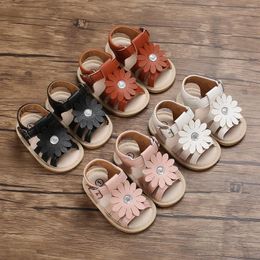 First Walkers Fashion Infant Baby Girl Walker Shoes Floral Leather Soft Sandals Walking Summer Flat Kids Birthday Gift Non-slip