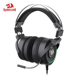 Headphones REDRAGON Game headphone RGB Backlighting USB Wired 7.1 Gaming Headset with Microphone Works for PC