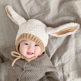 Hair Accessories Winter Plush Baby Rabbit Ears Hat Thick Warm Kids Beanie Cap Korea Style Children Soft Bonnet For Girls Boys Earflap Caps