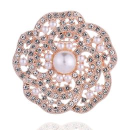 High End Alloy Inlaid Diamond Double-layer Flower for Women's Accessories at the East Gate of South Korea, Fashionable Dinner Dress, Pin Brooch