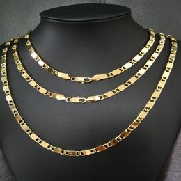 18k Real Gold Plated Chain 6 3mm Men Chain Necklace Women Chains 19 Inches 28 Inches208b
