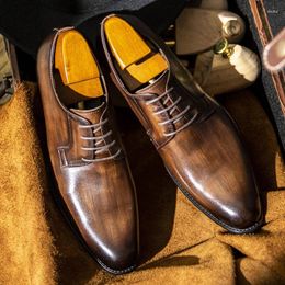 Dress Shoes Leather For Men Luxury Business Men's High Quality Casual Oxford Male Lace-Up Office Wedding Formal Shoe