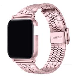 Designer Stainless Steel Bracelet Seven Bead Metal Straps For Apple Watch Series 6 5 4 SE Bands Double Insurance Buckle Wristbands Iwatch 44mm 42mm 40mm 38mm Watchban