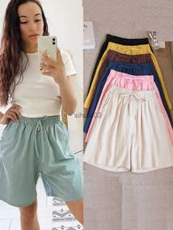 Women's Pants Capris 2023 Women Cotton shorts Summer Casual Solid Two Pockets shorts high waist loose shorts for girls Soft Cool female shorts