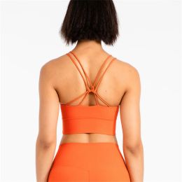 Outfits Solid Colour Comprehensive Training Fiess Bra Back Cross Women Gym Tank Top Soft Yoga Vest High Impact Brassiere with Chest Pad