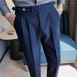 Men's Suits High Quality Men Waist Suit Pants Fashion All Match Straight Slim Fit Dress Formal Wedding Social Party Male Trousers