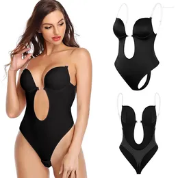 Women's Shapers Sexy Full Bodyshaper Bra Women Deep V Neck Thong Shapewear COMFREE Backless Invisible Push Up Underwear Slimming Bodysuits