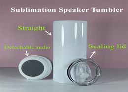 Sublimation Bluetooth Speaker Tumbler Double Wall Stainless Steel Straight Tumblers Insulation Water Bottle Coffee Mug A026056418