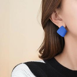 Dangle Earrings 2024 Trendy Koean Blue Red Black Rose For Women Girl Candy Color Acrylic Irregular Geometric Chain Long Gift