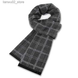 Scarves Winter warm scarf for mens luxury plain weave cashmere scarf and shawl brand casual tassel scarf for mens business Tatar scarf Pashmina Q240228