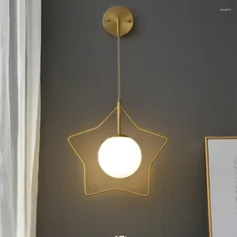 Wall Lamps Nordic Lamp Led Gold Glass Ball Living Room Bedside Lighting Bedroom Staircase Aisle Sconce Star Interior Decorative Light