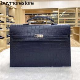 Handmade Business briefcase 38cm Genuine Leather Men Briefcase Genuine Men's 2023 New Horizontal Style Men's Bag Simple Mist Faced Nile Crocodile