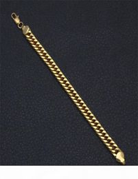K Mens Hip Hop 18k Gold Plated Rock Style 10mm Width Cuban Chain Link Bracelet Rap Street Dance Show Decorative Jewellery Whos7445014